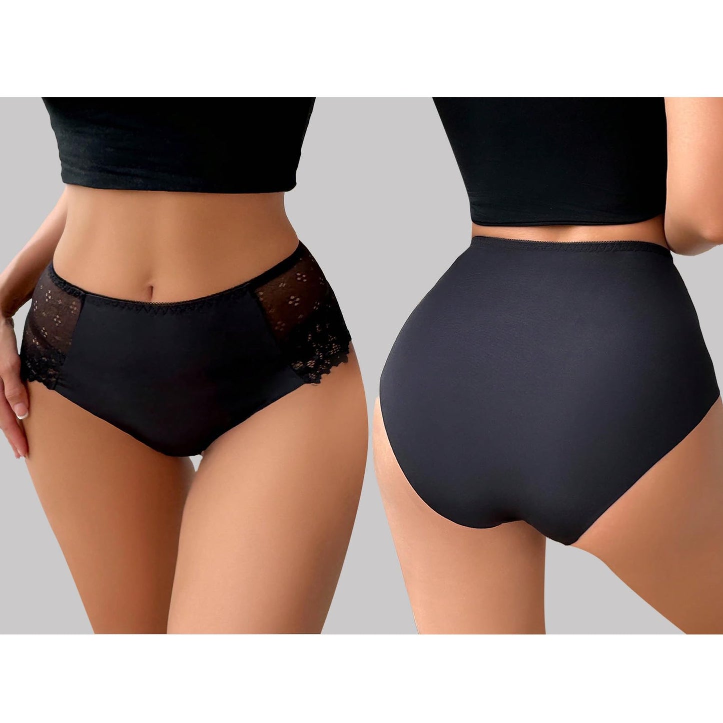 Viomisha Womens Underwear Sexy Lace Panties Low Rise Cheeky Ladies Stretch Full Briefs Soft Hipster Underpants 4 Pack