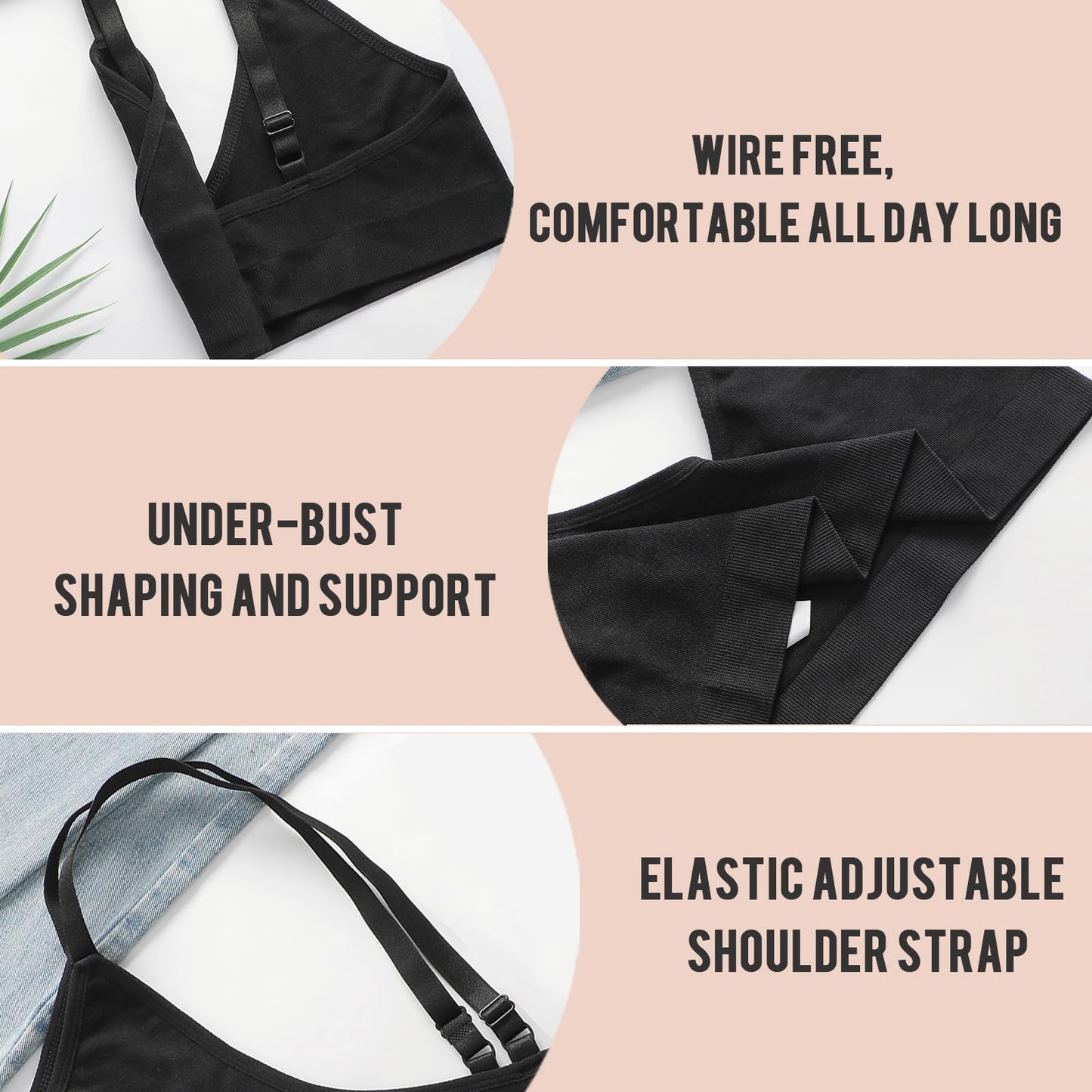 Viomisha Plus Size Bra for Women Wireless with Adjustable Straps Pure Comfort Everyday Bra Light Support Pullover Bra