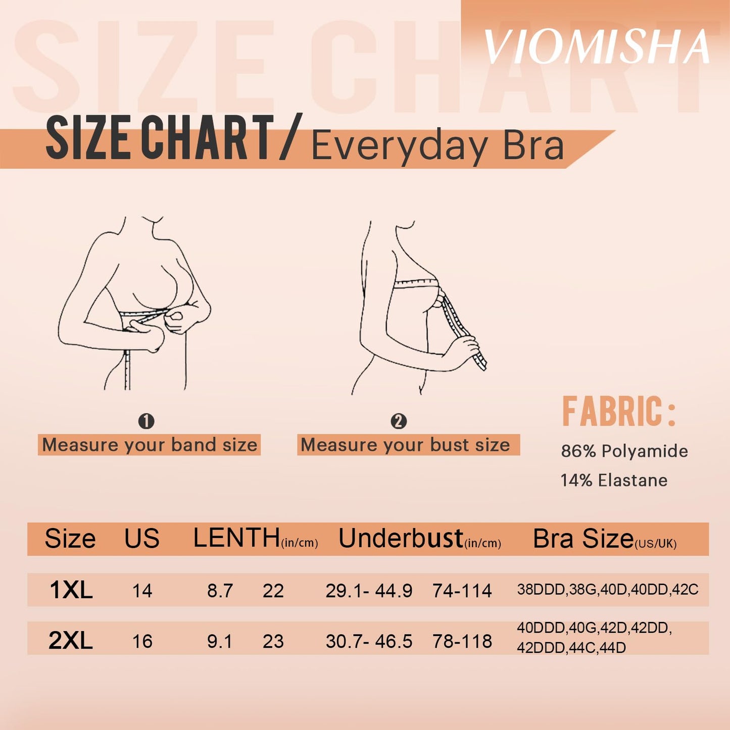 Viomisha Plus Size Bra for Women Wireless with Adjustable Straps Pure Comfort Everyday Bra Light Support Pullover Bra