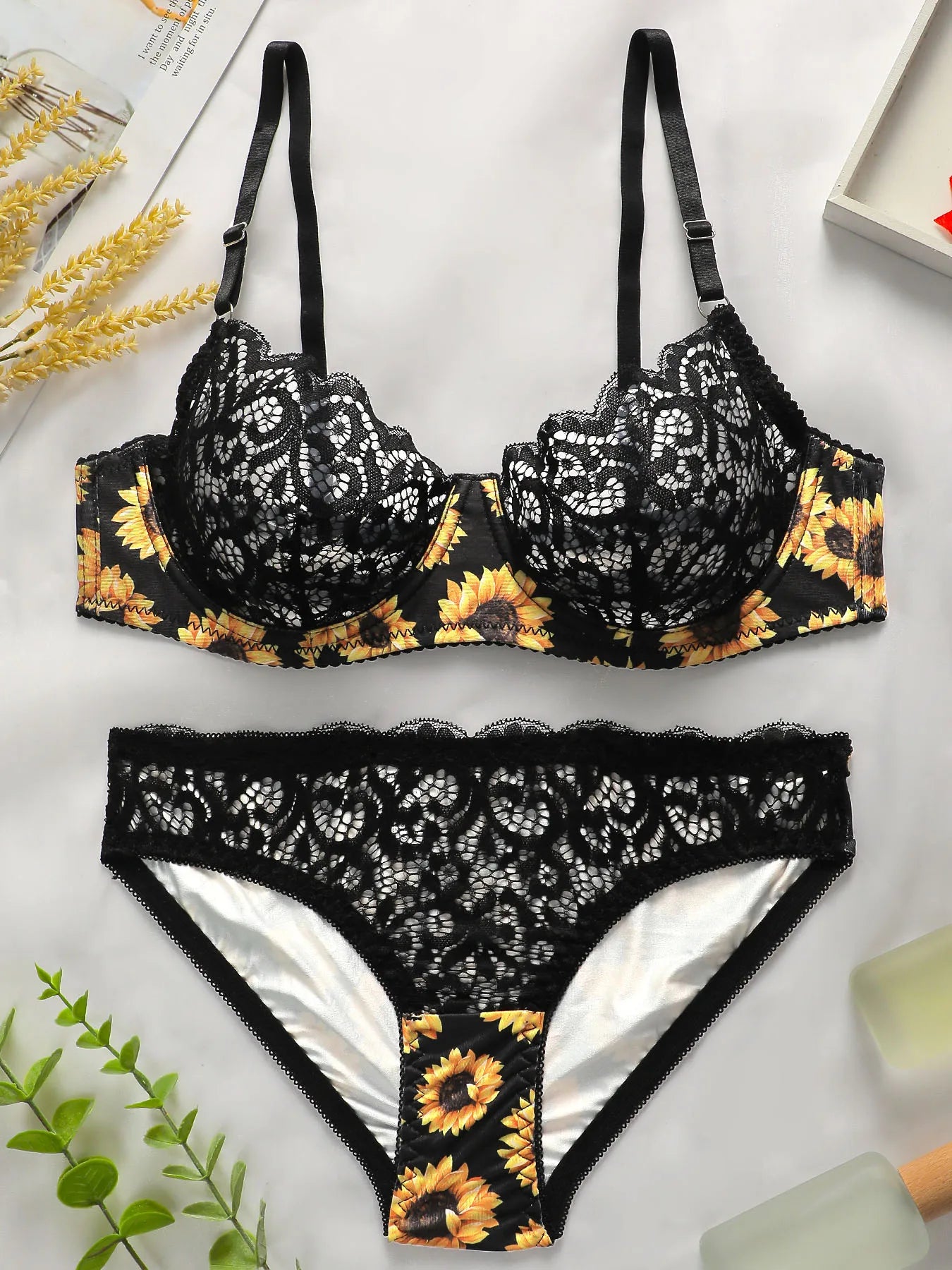 No Padding Floral Lingerie Set