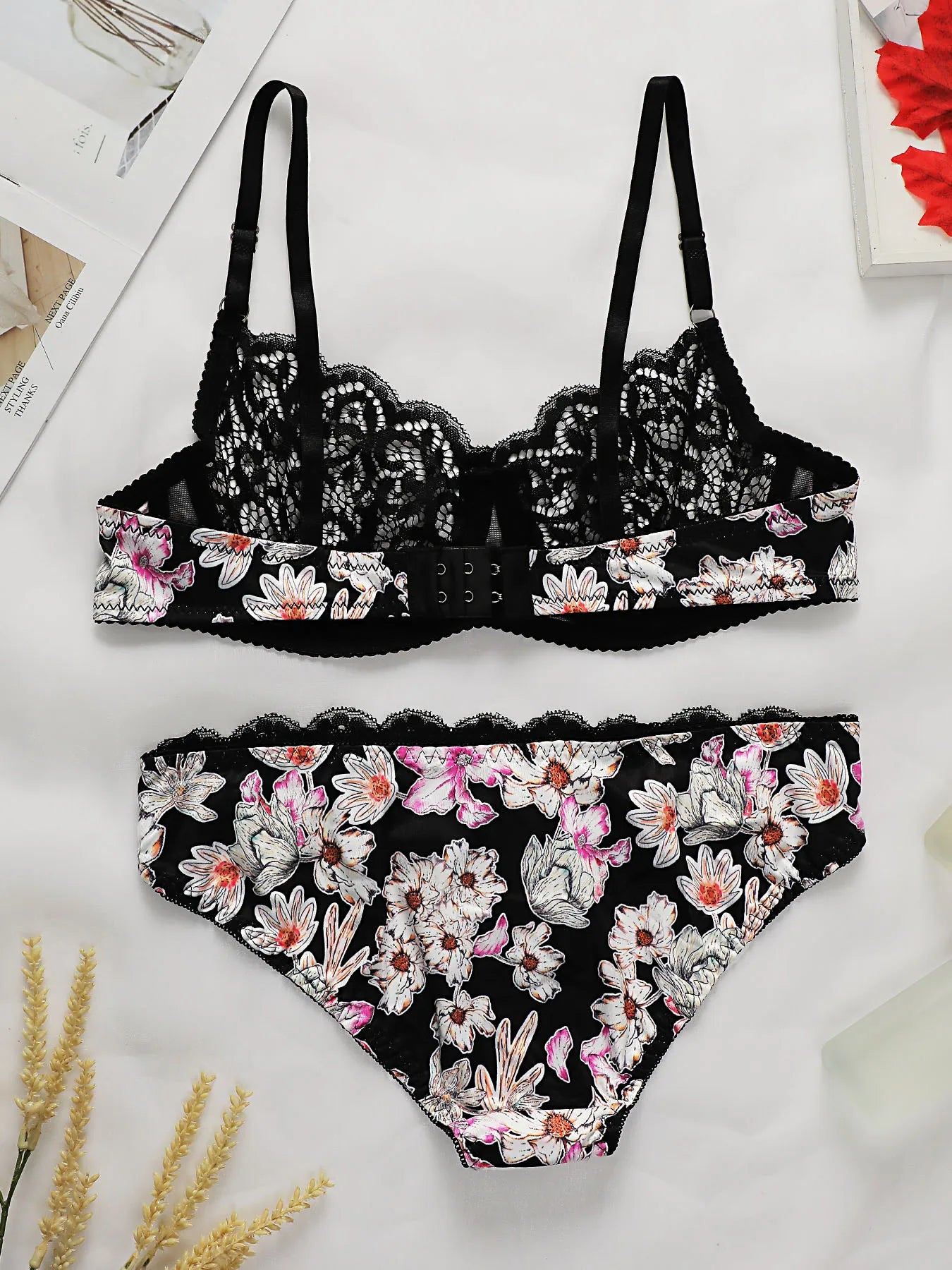 No Padding Floral Lingerie Set