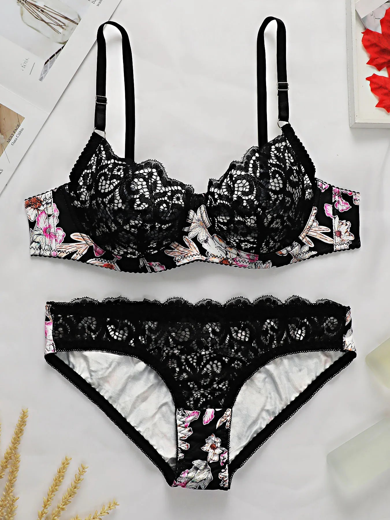 No Padding Floral Lingerie Set