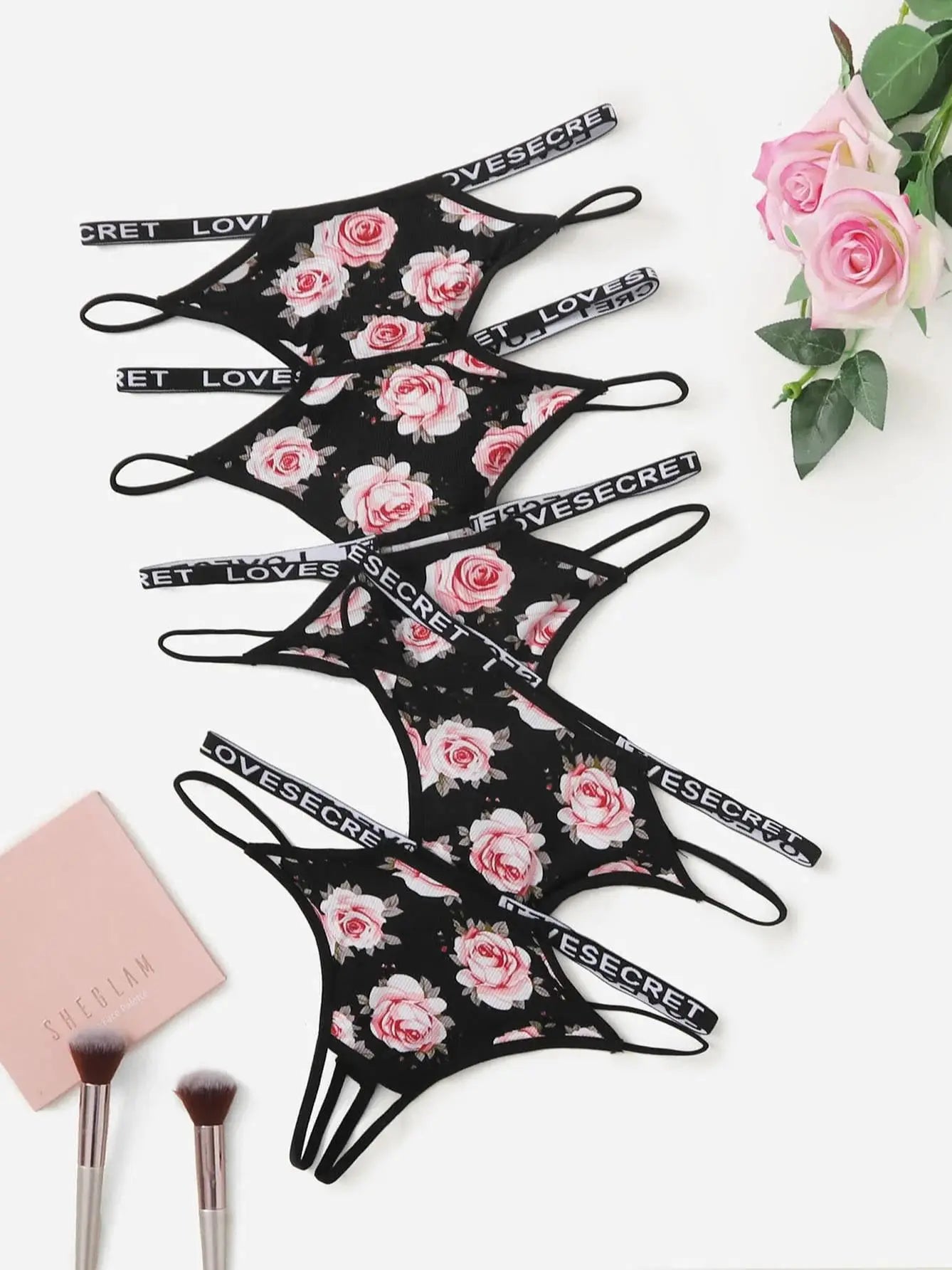 5Pcs Flower Printed G-string Thongs