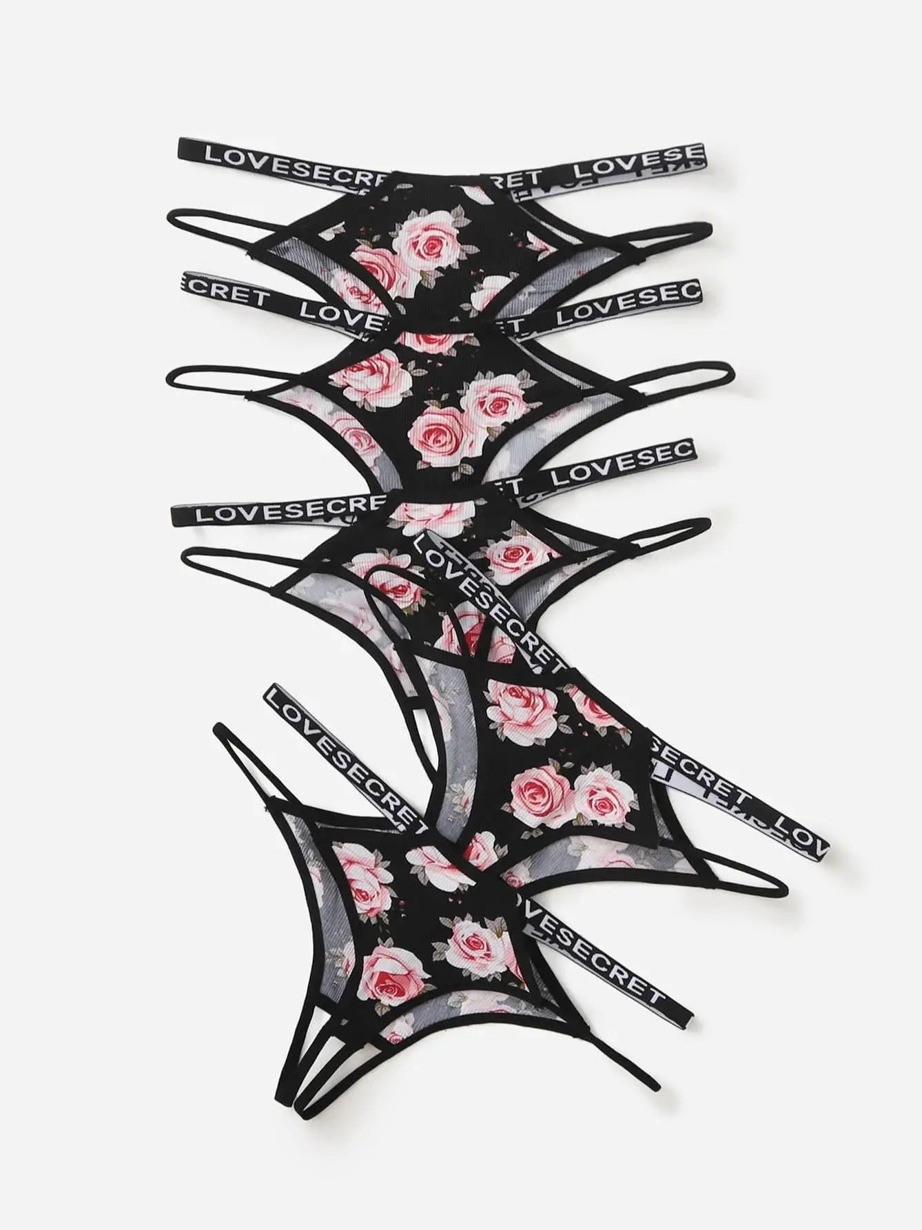 5Pcs Flower Printed G-string Thongs