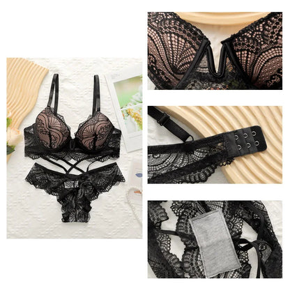 Pretty Lace Underwire Lingerie Set