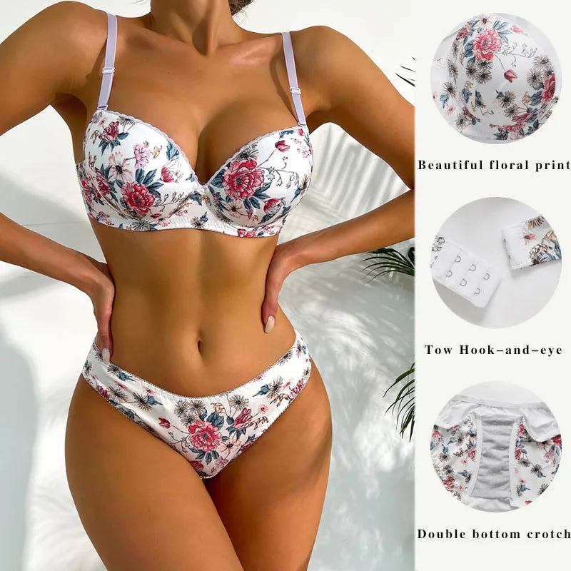 Floral Print Underwire Lingerie Set