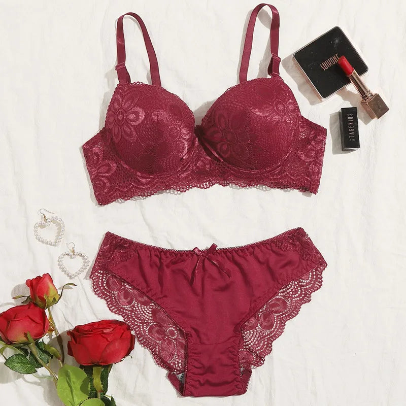 Floral Lace Underwire Lingerie Set