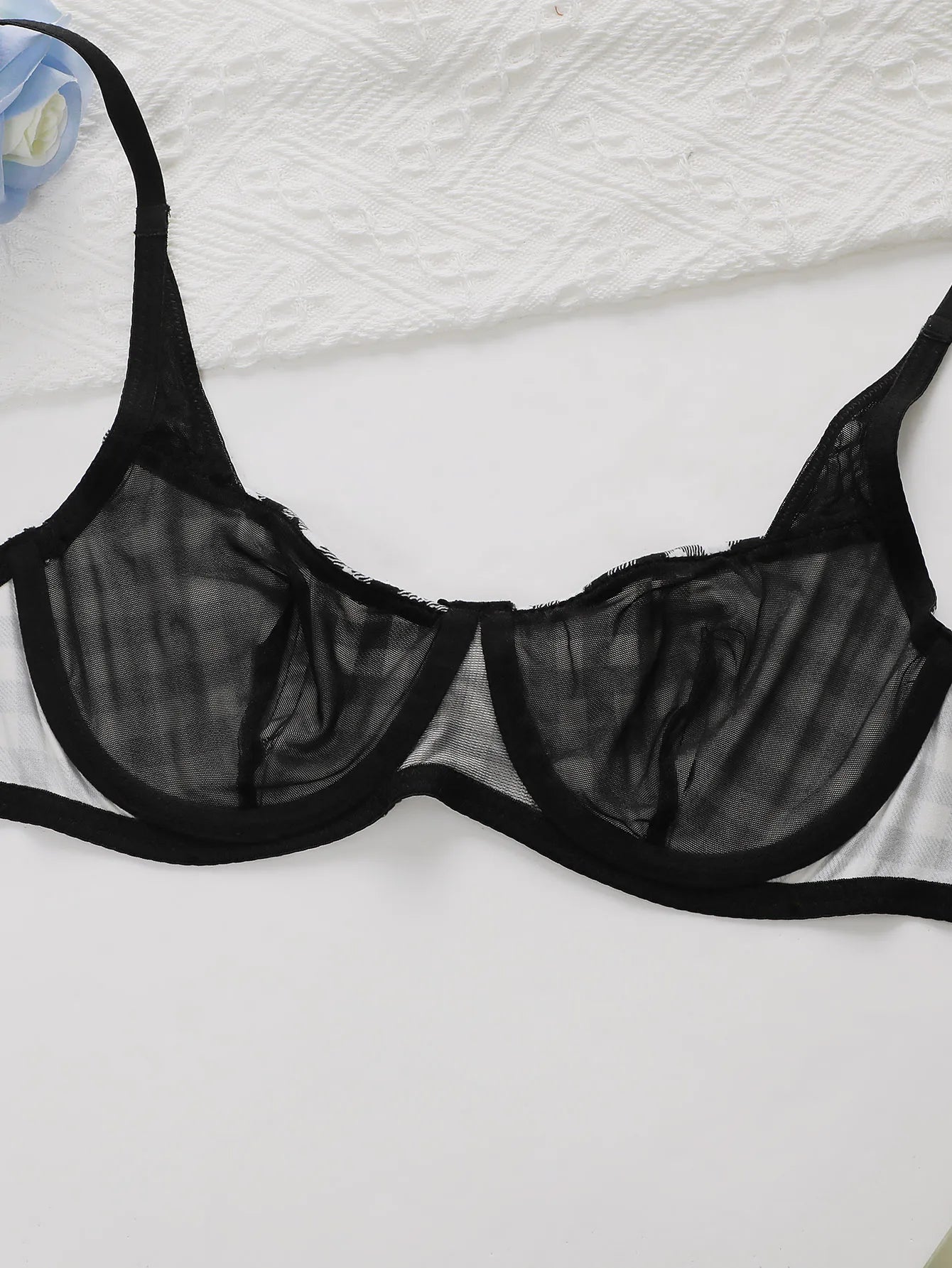 Black&White Plaid Underwire Lingerie Set