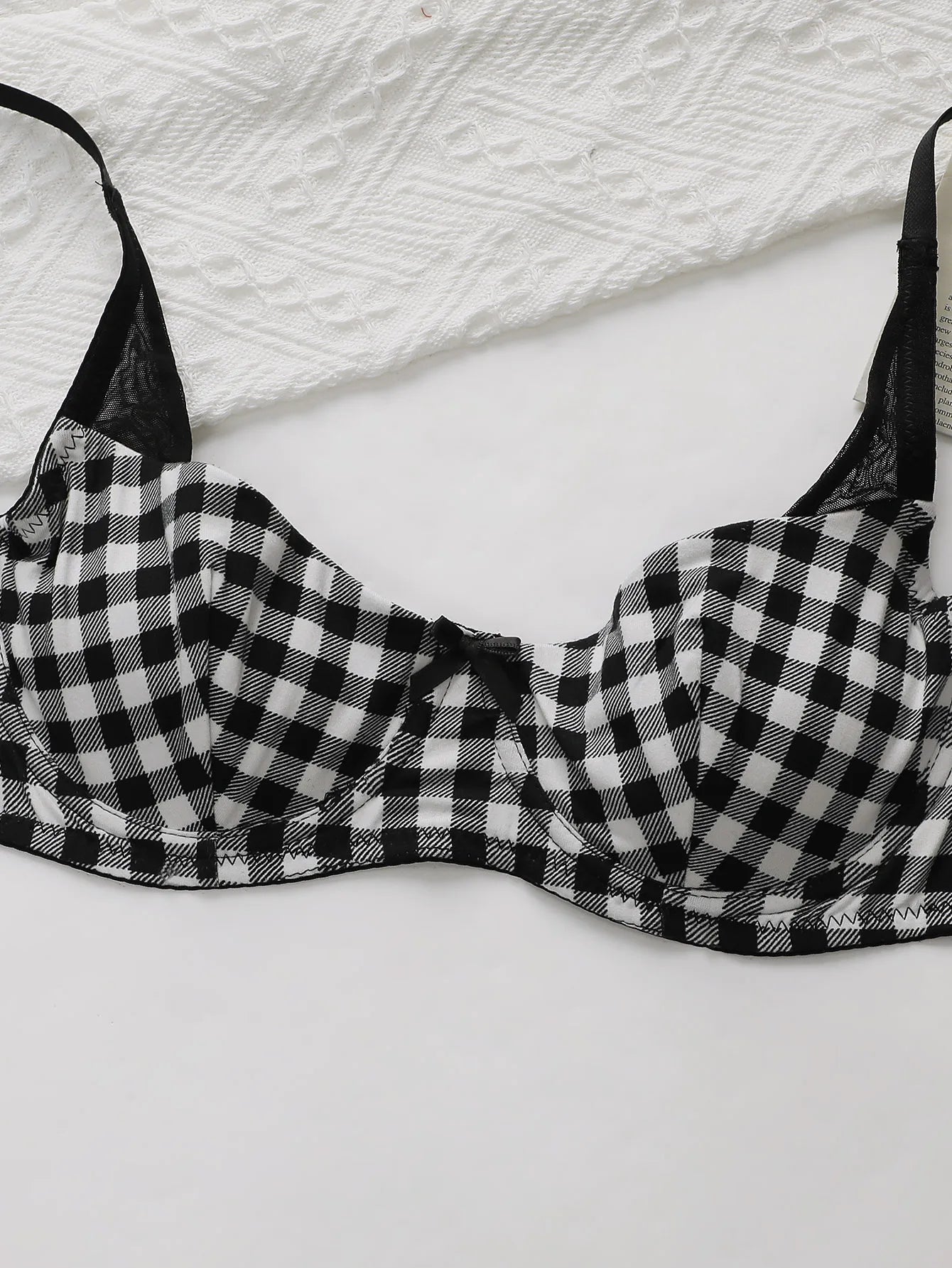 Black&White Plaid Underwire Lingerie Set