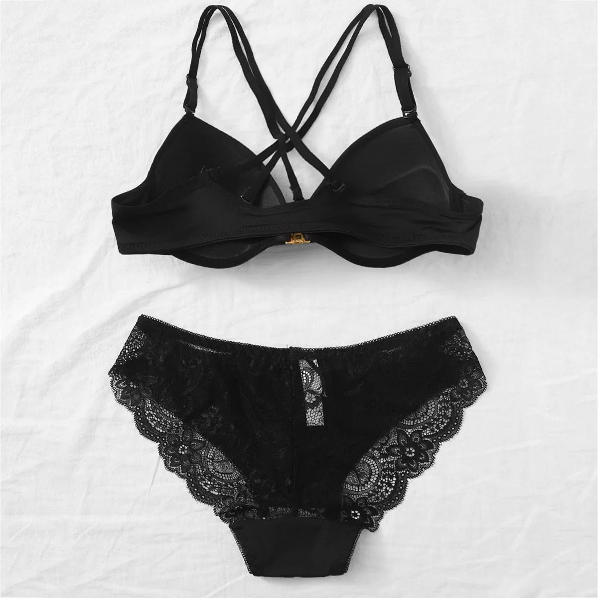 Contrast Lace Underwire Lingerie Set