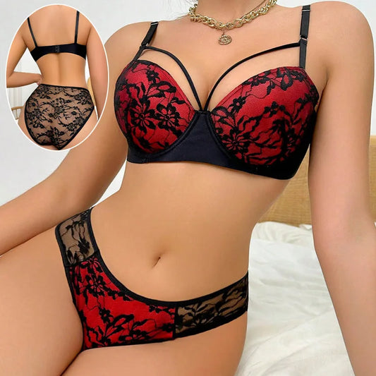 Floral Lace Underwire Lingerie Set