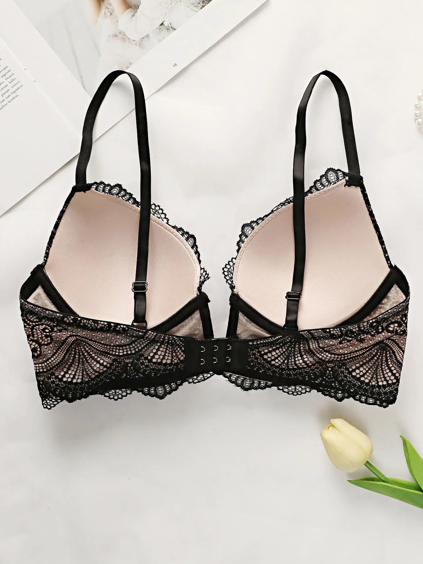 Deep V-neck Lace Underwire Bra